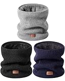 MSDC Schal Herren Winter 3 Stück, Halswärmer Schlauchschal Damen Thermal Dick Warm mit Fleece Gefüttert Kaltes Wetter, Loop Halsschlauch Halstuch Ski-Gesichtsmaskenabdeckung（Schwarz,Marine,Grau）