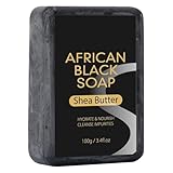 Afrikanische schwarze Seife Sheabutterseife Feuchtigkeitsspendende für Gesicht und Körper Tiefenreinigung Verfeinerung der strahlende Haut Duschgel (Black One Size)