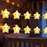 BOLWEO Sterne Lichterkette, 2M 20LED Lichterkette Batteriebetrieben Nachtlicht Sternlichterkette Lichterkette Innen für Zimmer Deko Geburtstag Party Weihnachts, Warmweiß Sterne