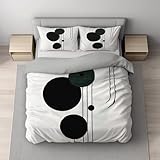 Schwarz Weiß Bettwäsche Set (220 x 240) - Flauschige Hell Bettwäsche - Atmungsaktiv Warm Hautfreundlich – Weiche Bettwäsche - Mit Reißverschluss - Minimalistisch Kreise Linien Abstrakt