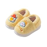 Generisch Kinder-Hausschuhe, lässig, für den Winter, warm, für Kleinkinder, weich, bequem, niedliches Cartoon-Design, für Kinder (Yellow, 32 Big Kids)