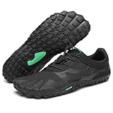 SAGUARO Barfußschuhe Herren Barfussschuhe Damen Barfuss Schuhe Outdoor Zehenschuhe Leicht Fitnessschuhe Traillaufschuhe mit Breite Zehenbox, Vitality III - Barfußschuhe Vanta Schwarz, Gr.47 EU