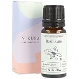 Nikura Basilikumöl - 10ml | Ätherisches Öl | 100% reines natürliches Öl | perfekt für Aromatherapie, Diffusoren, Ölbrenner