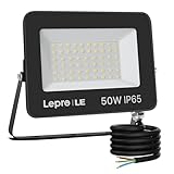 Lepro 50W LED Strahler Außen, 4250LM Superhell Außenstrahler IP65 Wasserdicht Fluter 5000K Kaltweiß Scheinwerfer, Flutlicht Aussenleuchte für Garten, Garage, Hotel, Sportplatz, Keine Bewegungsmelder