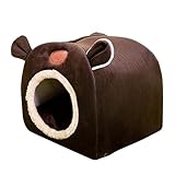 DSDGVDFBV Katzenhöhle, Katzenbett Waschbares Katzenhaus Haustierbett Weiches Komfort Zelt Katzenstreu Bett Warme Katzenhöhle Beruhigendes Bett Für Katzen Und Kleine Hunde Schlafen(42X42cm),Braun