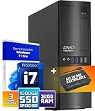 Schneller PC mit Intel Core i7 - Desktop Computer + Silent Rechner für Büro & Home Office mit 8-Thread 3.90 GHz - 32GB RAM - 1024GB SSD - USB3.0 - WLAN BT - inkl Windows 11 Pro mit Card Reader 5-in-1