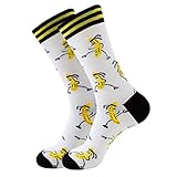 Uwdiohq Herren Damen Socken Männer Und Frauen, Erwachsene, Geometrische Frucht, Bananensocken, Straßensocken, Astronautensocken Sneaker Muster (White, One Size) Lang 39-42 Hohe 38 Schwarz Weisse