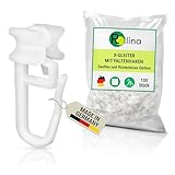 Rollina X-Gleiter (100 Stück) | Gardinenhaken für Schienen mit 6mm Innenlauf-Breite | Vorhanghaken | Gardinengleiter 10mm