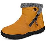 Stiefel Jungen Schneestiefel Wasserdichte Winterstiefel Warm Gefütterte Stiefeletten Unisex Kinder,Gelb A,EU35