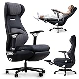 EMIAH Elektrischer Gaming Stuhl mit Fußstütze Ergonomische Leder Bürostuhl mit Sitzbelüftung 8D Verstellbare Kopfstütze und Armlehne Lendenwirbelstütze Racing Style High Back Computer Stuhl (Schwarz)