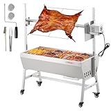VEVOR Lammgrill, Spanferkelgrill, Spießbratengrill, 61 kg BBQ-Holzkohle-Spießgrill für ganzes Schwein, Lamm, Ziege, elektrischer 42-W-Motor, Edelstahl-Drehspießröster mit feststellbaren Rädern