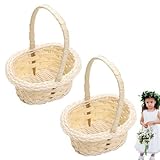 2 Stück Blumenmädchen Korb | Webkörbe | Körbchen mit Griff | Blumenkorb Korb | Korb Hochzeit | Körbchen Blumenkinder | Blumenmädchen Korb Streukorb Hochzeit Blumenkorb