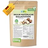 EWL Naturprodukte Inulin Pulver│in Deutschland kontrolliert und abgefülltes Qualitätsprodukt │1100g aus der Chicoree-Wurzel Ballaststoffpulver Inulinpulver Laborgeprüfte Qualität