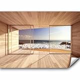 murando - Vlies Fototapete Meer Fenster 350x256 cm - Foto Tapete Schlafzimmer Wohnzimmer Moderne Vliestapete XXL Wandtapete Motivtapeten Bildtapete 3d Effekt Wand Dekoration - Strand c-A-0084-a-d