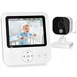 OBVHNUA Babyphone mit Kamera 2,8 Zoll Video Babyphone 720p LCD babyfon mit 2000mAh USB-C x2 x4 Digitaler Zoom 2-Wege Gegensprechanlage Nachtsicht VOX Modus Temperaturüberwachung Schlaflied Wecker