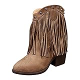 Vielseitige Westernstiefeletten mit Fransen spitzer Kappe als modische Übergrößenstiefel für Damen
