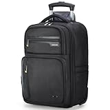 Ponhog Laptop Trolley Rucksack - Herren 17.3 Zoll Laptoptasche wasserdichte Rollerkoffer Rucksack, Handgepäck Rucksack mit Rollen, Laptop Trolleys für Weekender Business Arbeit Reisen, Schwarz