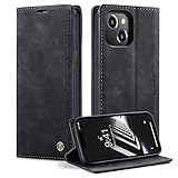 Cracedily Handyhülle für iPhone 14 Plus Hülle, Klapphülle Premium Lederhülle Klappbar Flip Case Tasche Magnet Kartenfach Standfunktion Klapphülle Schutzhülle für iPhone 14 Plus, Schwarz