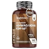 Ashwagandha KSM-66 Extrakt 1500mg - 180 vegane Tabletten - 6 Monate Vorrat - Ayurveda & Gelassenheit - Alternative zu Kapseln & Pulver - Indischer Ginseng - Withania Somnifera von WeightWorld