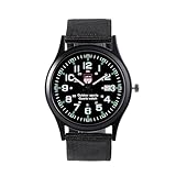 JSDDE Herren Armbanduhr mit Nylon Textil Uhrenarmband Casual Herrenuhr mit Nylonband Analog Quarzhr, 12/24-Stunden-Anzeige Zahlen Zifferblatt, Datumsanzeige (Schwarz)