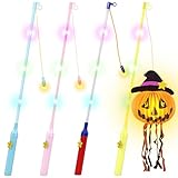 Laternenstäbe Kinder Led,4er Laternenstab für St Martin,Sankt Martin LED Laternenstäbe Elektrisch, Halloween Laternenstab Elektrisch mit LED für Martinsumzug, Kinderpartys, St Martin, Halloween Deko