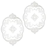 2 Stück Retro-Spitzen-Tischsets im französischen Stil, weiße Tischsets, modische Floreten-bestickte Spitzendeckchen, Tische, Häkel-Tischset für Möbel, Zimmer, Nachttisch-Dekoration