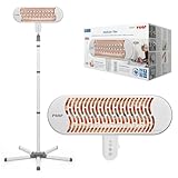 reer HeatCare+ Flex Wickeltisch-Wärmestrahler | EcoHeat Carbon Heizelement | Infrarot-Heizstrahler mit Standfuß & neigbarem Kopf | Wärmespender für Babys | Energiesparend | 2in1 Wand- oder Standgerät