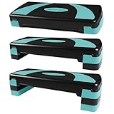 SportVida Steppbrett für Aerobic - Stepper für zuhause Training - Stepper Fitness - Fitnessgeräte für Fitnessstudio - Step Bench Höhenverstellbar - Viele Varianten (Türkis 2-Tritthöhen)