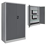 BB Sport Spind Büroschrank Aktenschrank 140 x 85 x 39 cm Metallschrank Universalschrank mit 3 Einlegeböden, Höhe frei montierbar Ordnerschrank, Farbe:Grau-Dunkelgrau