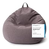 Lumaland Sitzsack Comfort Line | Indoor Beanbag 70x80x50cm mit mehr als 1 Mio. anpassbaren EPS-Perlen | Weiches & Komfortables Bodenkissen | Sessel für Kinder & Erwachsene | 120 L Volumen [Dunkelgrau]