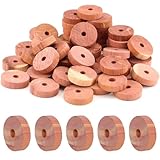 OUDQFCJ 24 Stück Zedernholz Ringe - Natürlicher Mottenschutz, 100% Naturprodukt, Hervorragende Mottenabwehr für Kleiderschrank