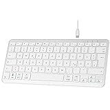 Qulose Kabellose Bluetooth Tastatur, Wiederaufladbare Mini Type-C, Funk, Ultraslim Ergonomisches Design, Deutsches QWERTZ Layout, für Android/iOS/Windows 11/10/8-Silber