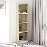 Bulliing Bücherregal 4 Fächer Schrank Regal BüCherschrank Raumteiler Regal RegalwüRfel Shelves BüRo Schrank Weiß Sonoma-Eiche 40x24x142 Holzwerkstoff