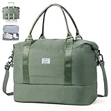 TANTOMI Reisetasche Handgepäck,Sporttasche Damen,46x23x32 cm,Handgepäck Tasche Weekender Bag wasserdichte Reisetasche Duffle Bag Trainingstasche Kliniktasche Geburt Geeignet Urlaub Camping, Grün
