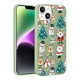 Vxinvnoi Weihnachten Handyhülle für iPhone 14/iPhone 13, Grün Silikon Hülle mit Mode Christmas Muster Schutzhülle, Weich Ultra Dünn Stoßfest Bumper Case Handytasche für iPhone 13 6,1', Schneemann