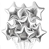 Stern Folienballons Silber 20 Stück，Sternluftballons Heliumballon ​Folienballon, Silvester Deko Stern Luftballons, Silvester Party，Hochzeitsdeko, Geburtstagsdeko oder Valentinstag