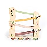 Tiny Love Spielzeug Holz-Rennwagen Rampe, Autorennbahn Holz mit 4 leichtgängigen Holzrennautos, feinmotorische Fähigkeiten, kognitive Entwicklung, natürliches Design, 18+ Monate, Boho Chic