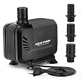 SWAWIS Wasserpumpe Teichpumpe Tauchpumpe 2500L/H 35W Amphibisch Aquarium Pumpe Mini Wasserpumpe Aquariumpumpe Ultra-Quiet Springbrunnenpumpe mit 3 Düse 19mm/22mm/25mm Brunnenpumpen Pumpe Wasser