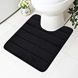 Homaxy Memory Foam rutschfeste Weiches Vorleger Toilette mit Ausschnitt 50 x 60 cm, Saugfähig Badematte Stand WC, Waschbar Badteppiche für WC, Schwarz