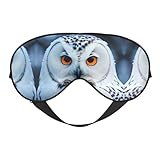Augenmaske mit Schneeeule, atmungsaktiv, verstellbar, effektive Schattierung, Augenbinde zum Schlafen, mit Gummiband
