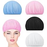 Jeffdad 4 Stück Haarnetz zum Schlafen, Haarnetze Mütze Nacht Schlafmütze Weiche Mesh Bonnet Schlafhaube Verstellbare Netzkappe Elastische Kochmütze für Frauen(Rosa,Weiß,Hellblau,Schwarz)