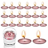 20 Stück Schwimmkerzen, Bunte Schwimmende Kerzen, Unparfümierte Schwimmkerzen, Wasserkerzen Schwimmkerze für Hochzeiten, Partys, Badewannen, Valentinstag Deko, Pools, Spas (Metallic Rose Gold)