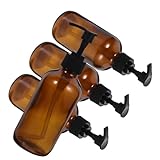 Healeved 4 Stück Leere Duschgelflasche Wieder auffüllbar Pumpe Etiketten Größe Lotion Kosmetika-Spenderflaschen Shampooflasche waschen Flasche duschgel Light Brown