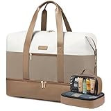 LOVEVOOK Reisetasche Damen Weekender Bag, Groß Handgepäck Tasche 60L Sporttasche Kliniktasche Geburt, Wasserdicht Travel Duffle Bag mit Schuhfach für Reisen, Saunatasche Koffertasche