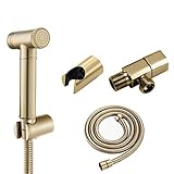 PJVPEJOD Hand-Bidet-Toilettensprüher Bidet-Dusche for Toilette WC-Bidet-Sprühset Kaltwasser mit Schlauch Messing-Toilettensprühpistolen-Aufsatz, Gold