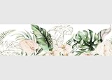 Blumen Selbstklebende Bordüre, Küche, Wohnzimmer, Wand Sticker, Mehrfarbig, von AG Design | 500 x 13,8 cm | AWB 8440 (Goldblumen)