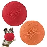JUGUTA 2 Stück Hundefrisbee, Frisbee Hund 18Cm Hundespielzeug Frisbee Aus Natürlichem Kautschuk, Dog Disc Für Hundetraining, Fangen, Spielen, Werfen (Orange, Rot)