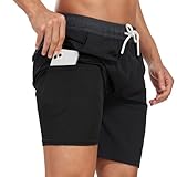 AUFIKR Badeshorts für Herren Herren Doppelschicht Beach Shorts mit Kompressionsfutter 2 in 1 Board Shorts mit Taschen Surfen Sport Surfbrett Shorts