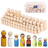 TNOMSNO Holzfiguren zum Bemalen, 50 Stück Unvollendete und Klein DIY Holzfiguren, Figuren zum Bemalen, Spielfiguren Holz, Holzkegel für Dekoration, Hochzeit, Weihnachten und Geburtstag