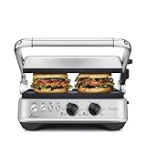 Sage - The BBQ & Press Grill - Tischgrill - 3 Voreinstellungen für Panini, Burger und Steaks - Verlängerungsmöglichkeit, Wendbare Keramikplatten, Einfache Reinigung - Gebürsteter Edelstahl